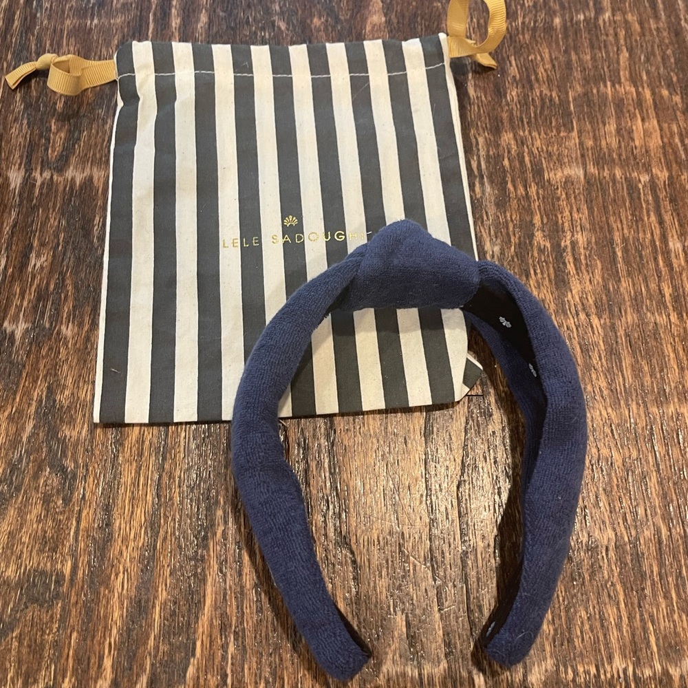 Lele Sadoughi Navy Terrycloth Headband